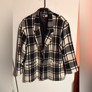 Adolfo International Wool Blend Plaid Blazer Jacket